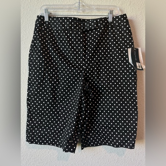 New Jones New York Black and White Polka Dot Women's Shorts Size 10 - Picture 1 of 9